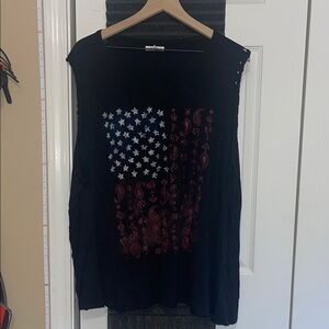 Maurices Black Muscle Tee with Star Paisley Design